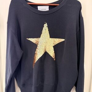 BlackSweater with Sequin Gold Star